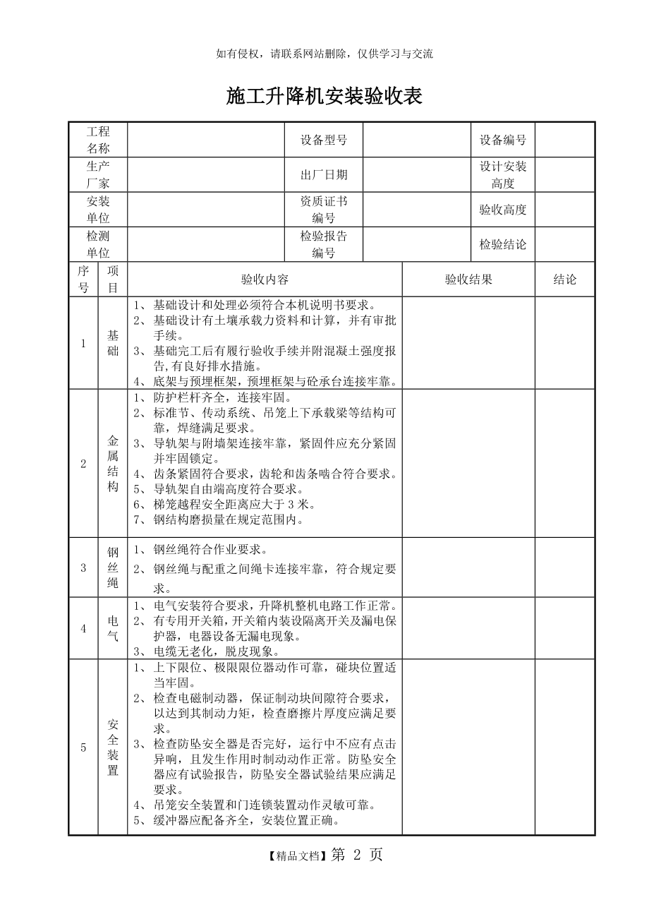 施工升降机安装验收表(四方).doc_第2页