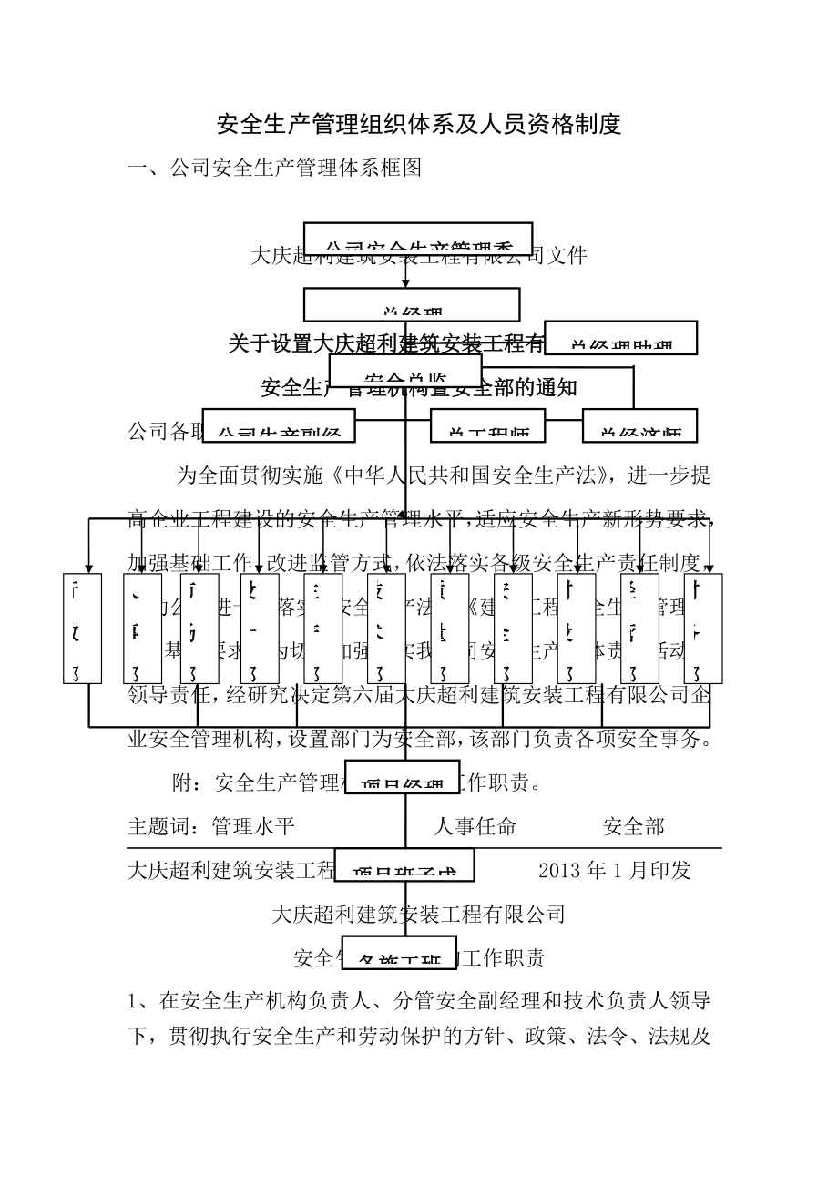 超利建筑企业安全生产管理组织体系及人员资格管理制度.doc_第1页