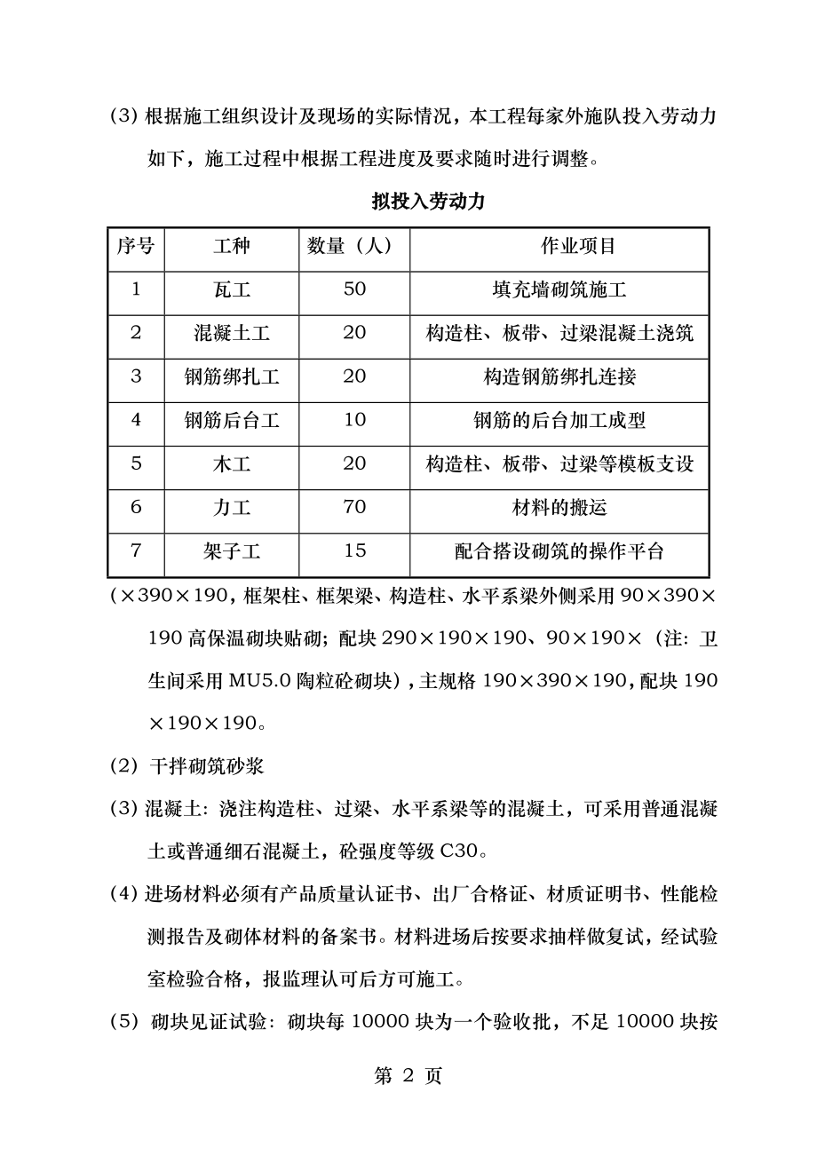 砌筑施工方案综合楼芯柱.doc_第2页