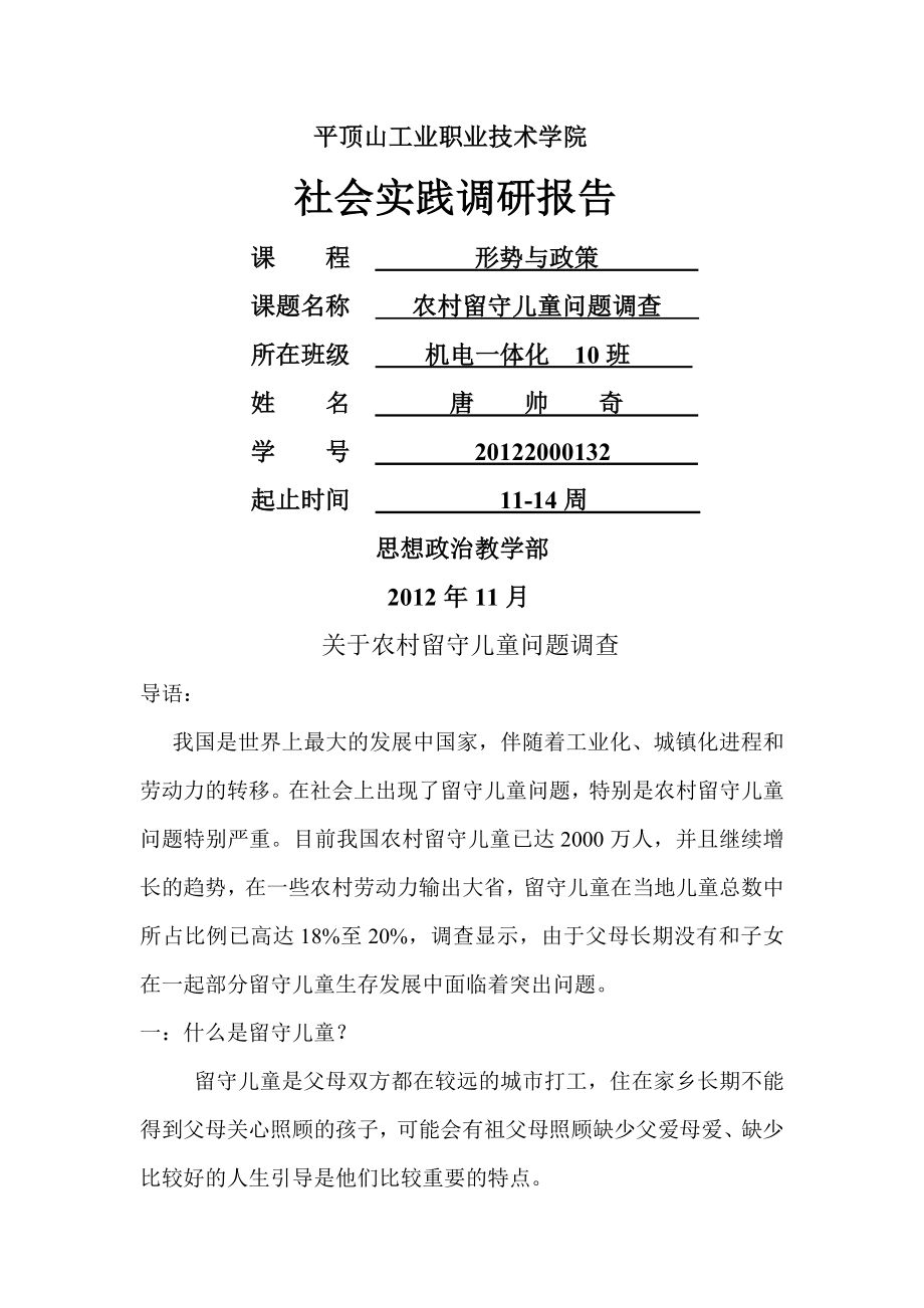 形势与政策学生社会实践调研报告.doc_第1页