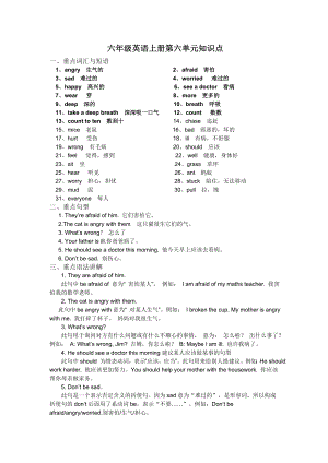 小学英语六年级上第六单元知识点.doc