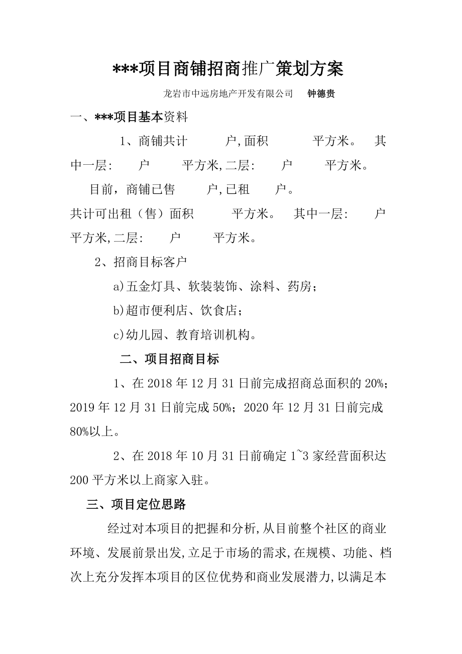 XXXX项目商铺招商策划方案.doc_第1页