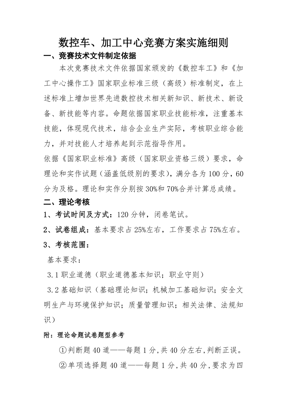 数控车加工中心竞赛方案实施细则.doc_第1页