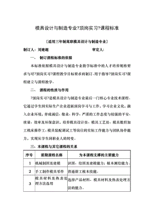 模具设计与制造专业顶岗实习课程标准.doc