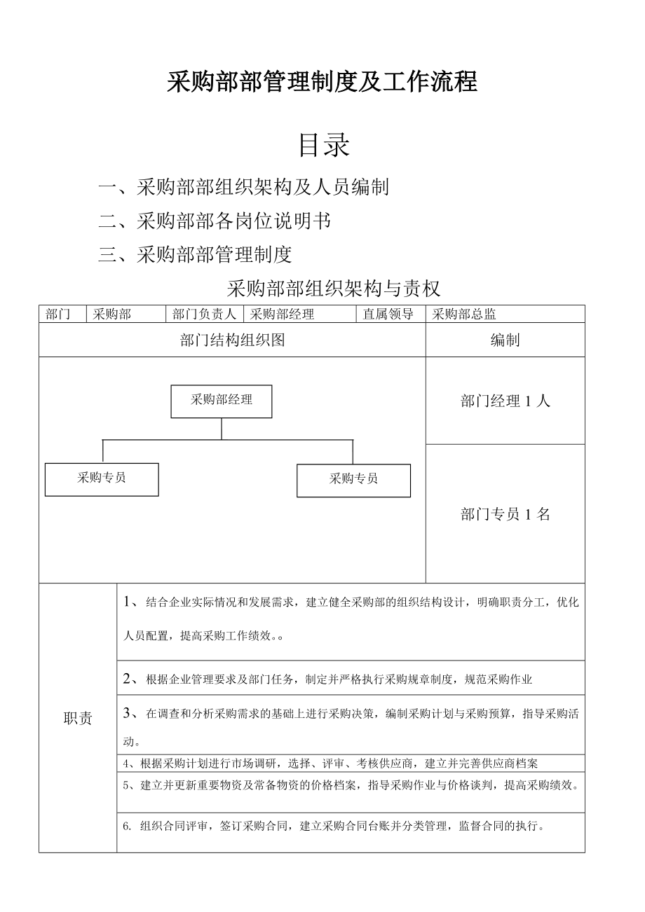 采购部部管理制度及工作流程.doc_第1页