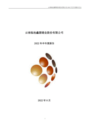 云南锗业：2022年半年度报告.PDF