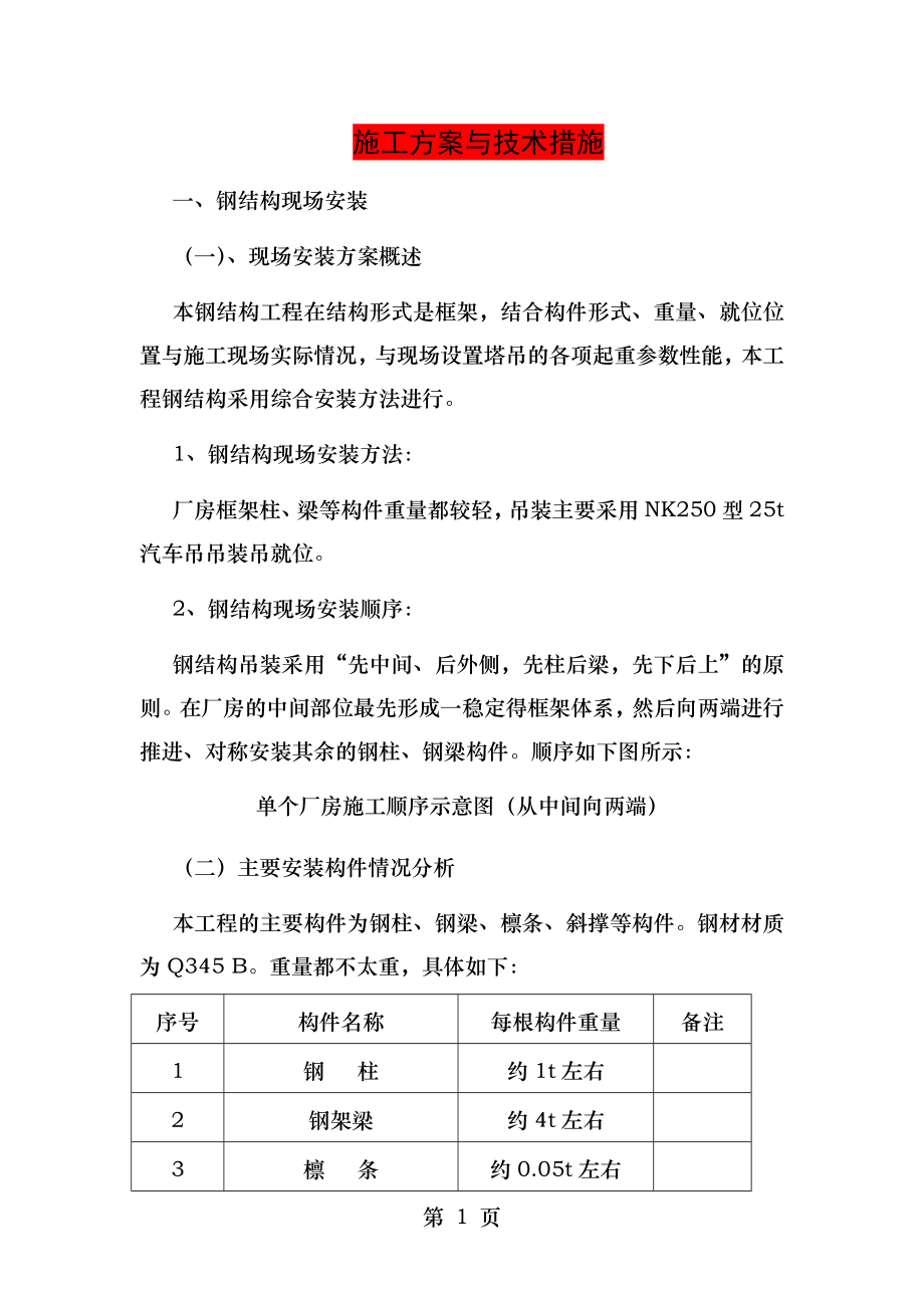 钢结构施工方案与技术措施.doc_第1页