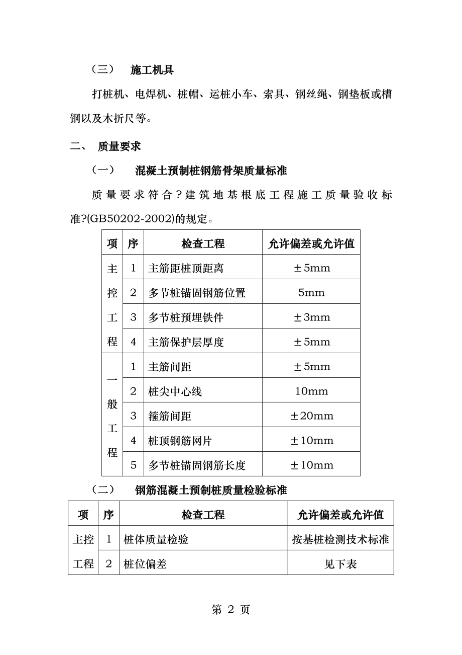 钢筋混凝土预制桩工程施工技术交底.doc_第2页