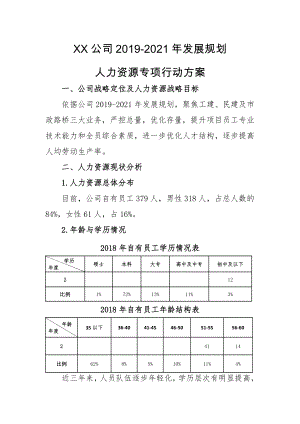 XX公司20192021年发展规划人力资源专项行动方案.doc