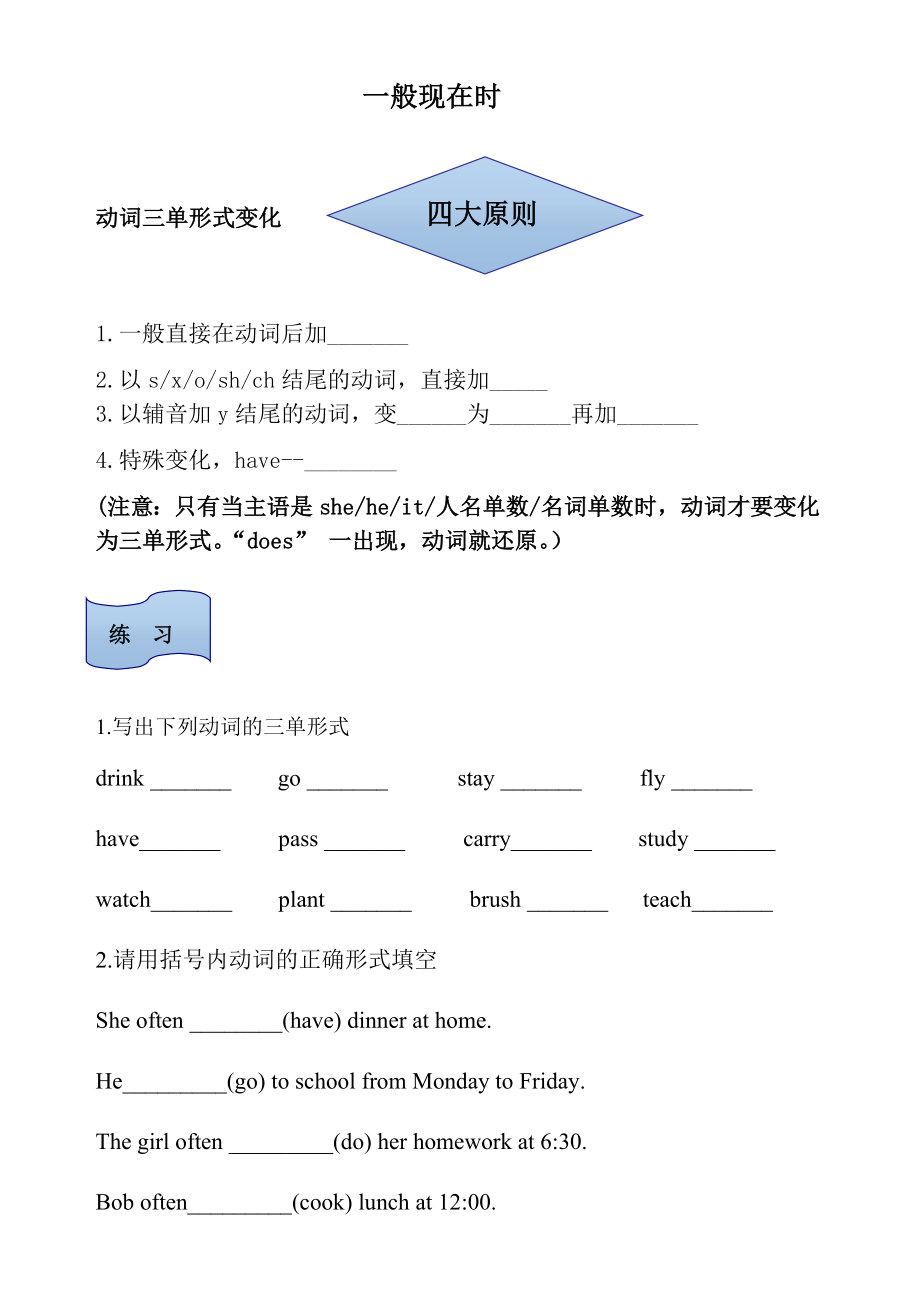 动词三单形式变化规则练习2(1).doc_第1页