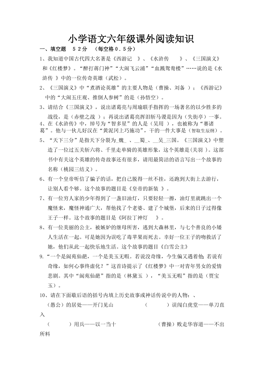 小学语文六年级课外阅读知识.doc_第1页