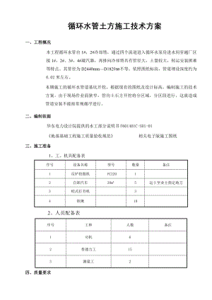 循环水系统管沟开挖回填方案.doc