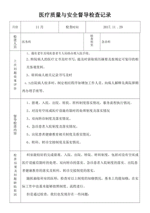 医务科专项督导、检查反馈记录.doc