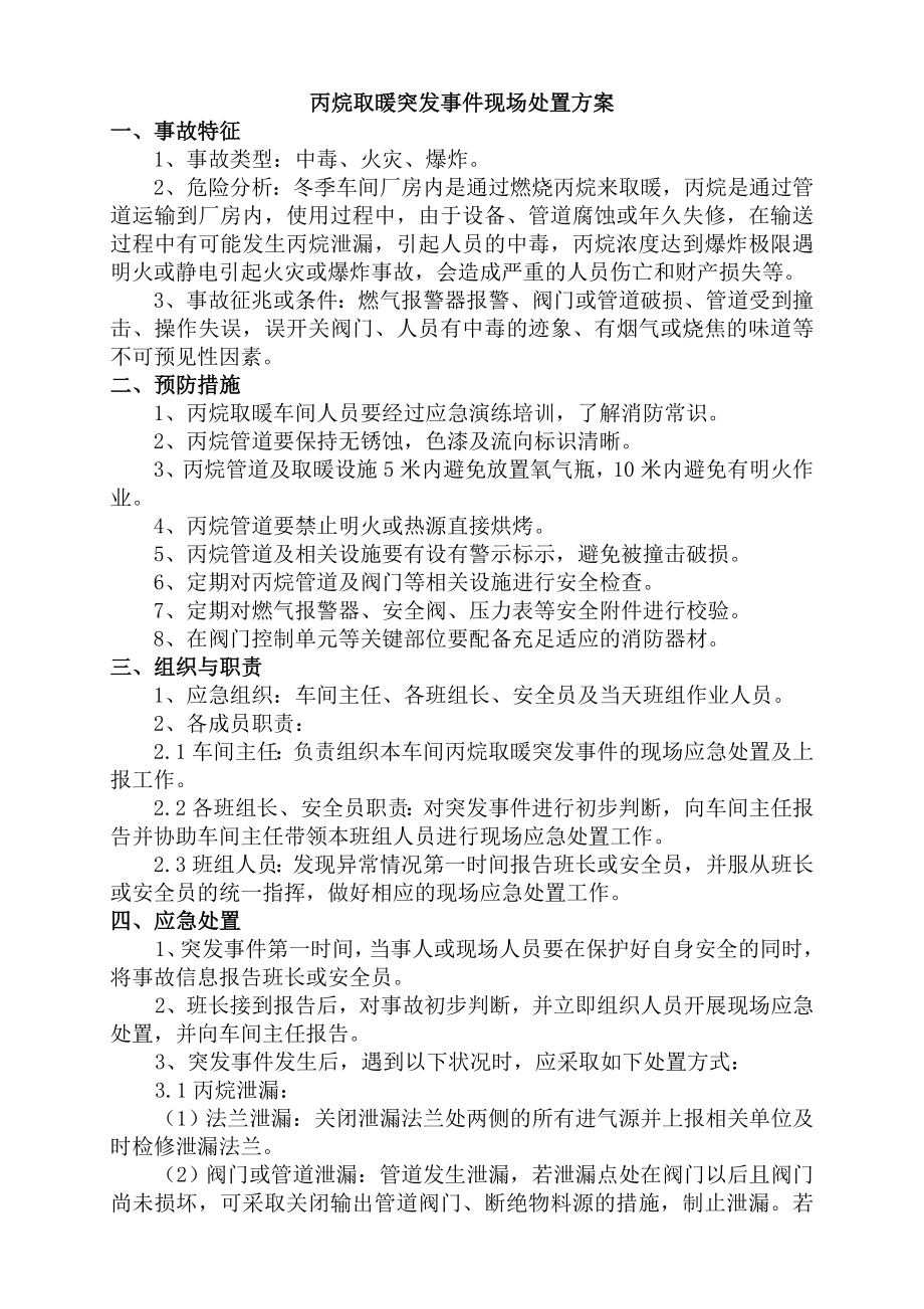 丙烷取暖突发事件现场处置方案.doc_第1页