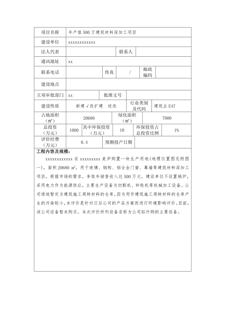 建筑材料深加工项目环评报告书.doc_第2页