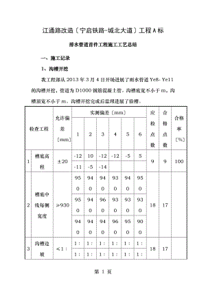 首件工程施工总结排水.doc