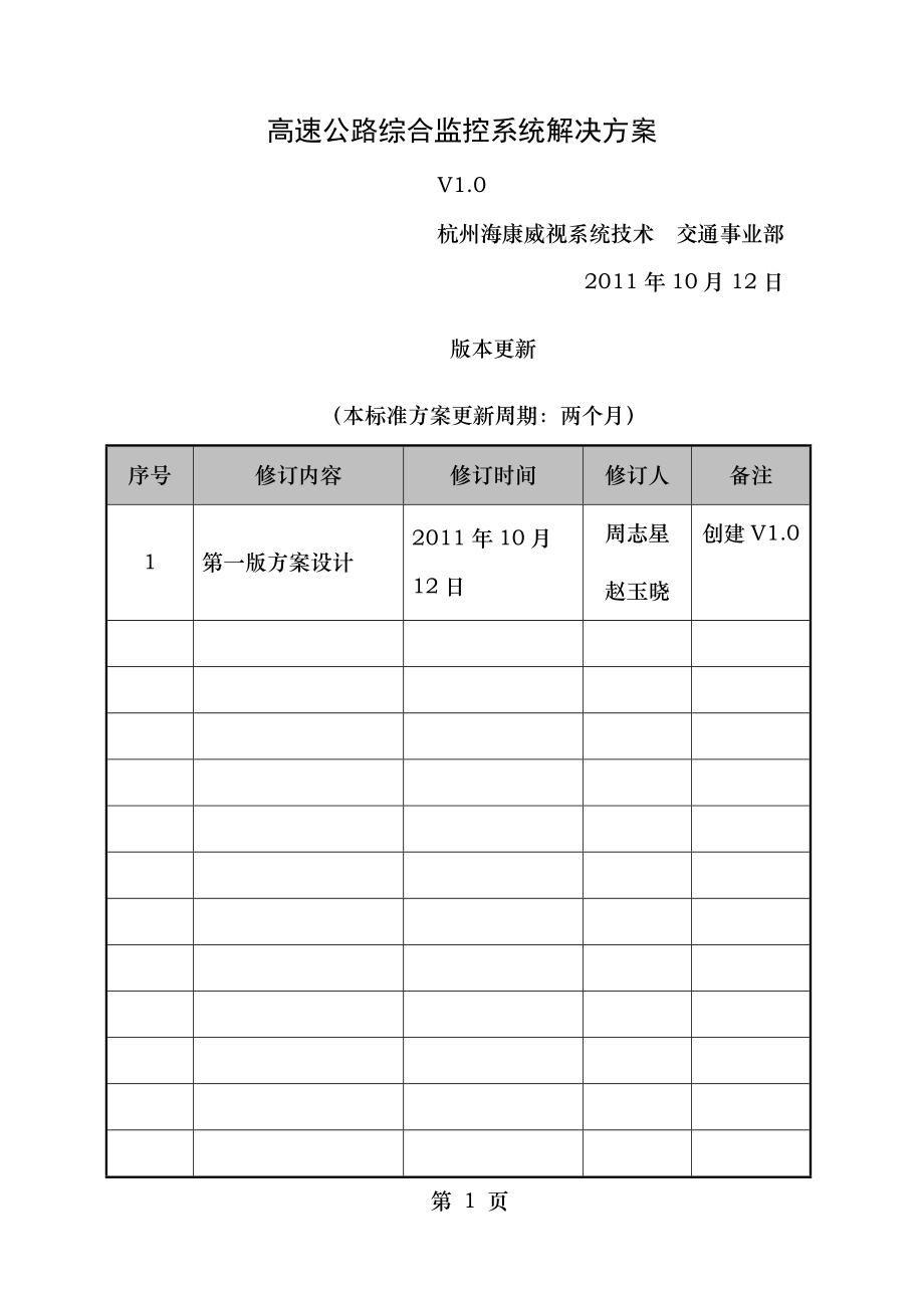 高速公路综合监控系统解决方案.doc_第1页