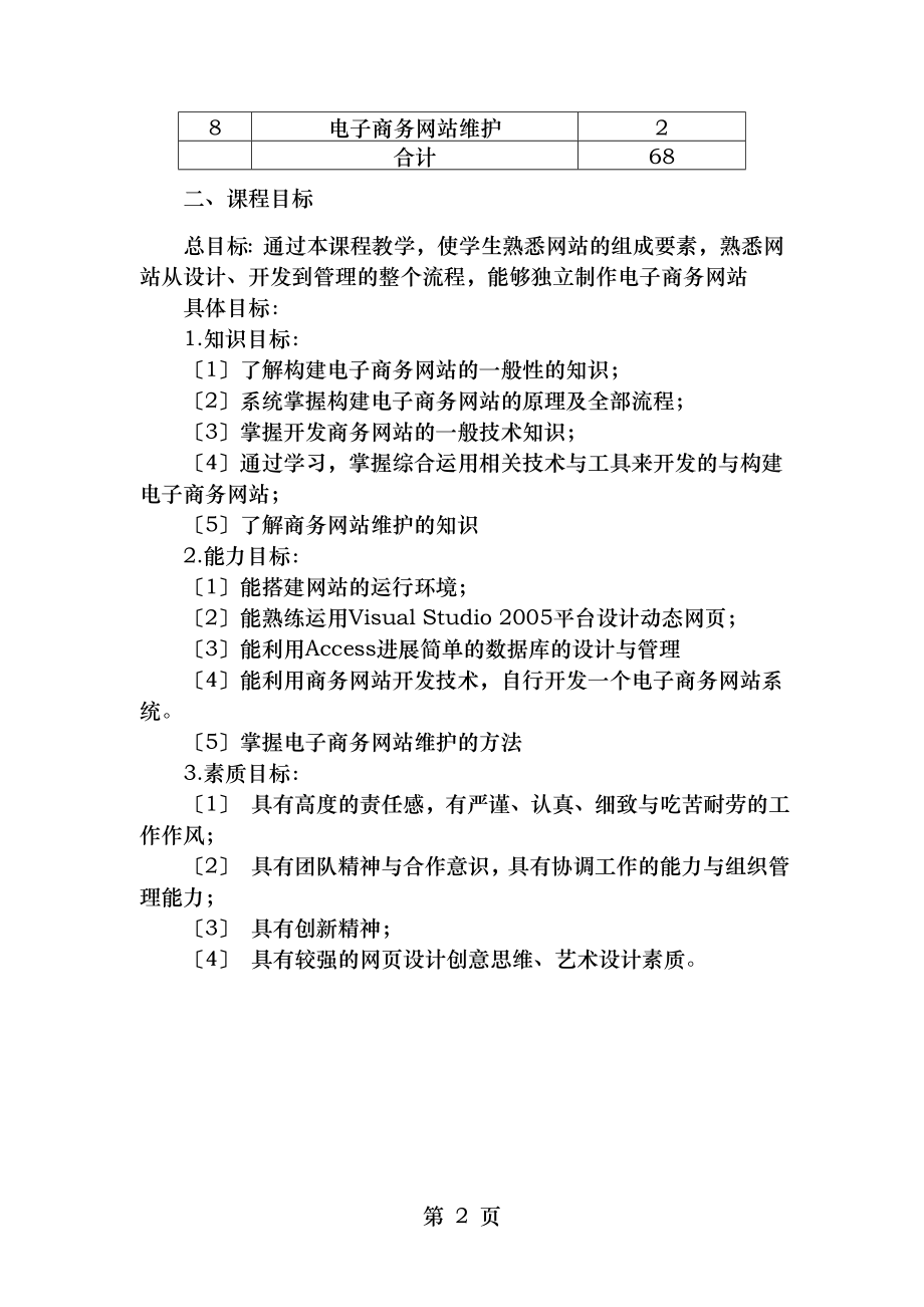 电子商务网站建设与维护课程标准.doc_第2页