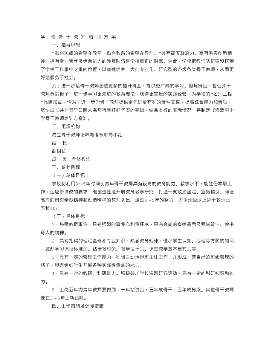 学校骨干教师工作计划.doc_第1页