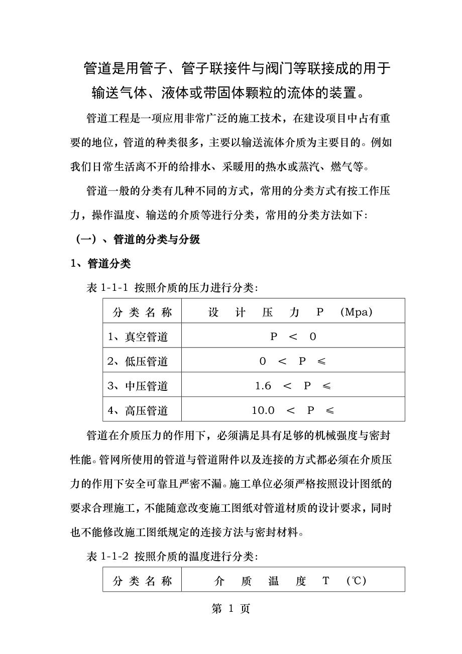 给排水、采暖、燃气工程—管道的分类与分级.doc_第1页