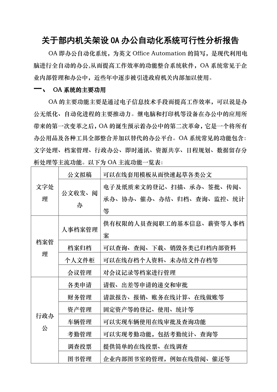 OA办公自动化系统可行性应用分析报告.doc_第1页