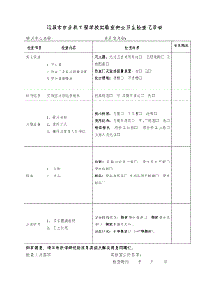 实验室安全卫生检查记录表1.doc