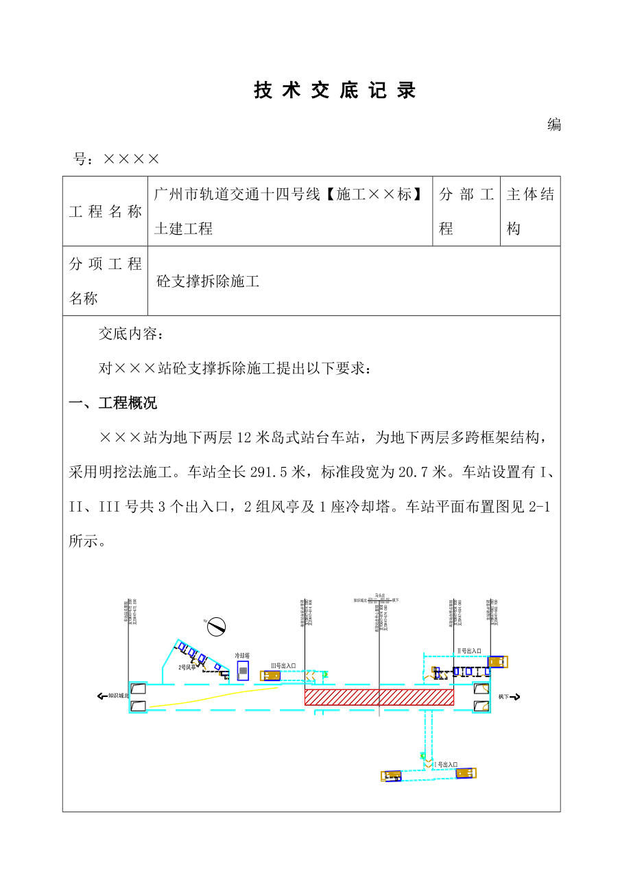 混凝土支撑拆除施工技术交底.docx_第1页