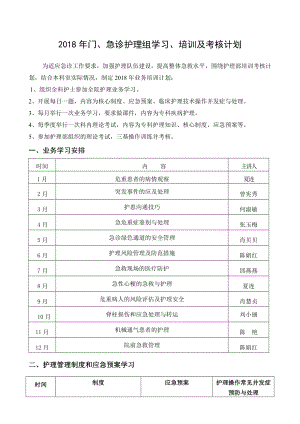 2018年急诊科护士培训计划.doc