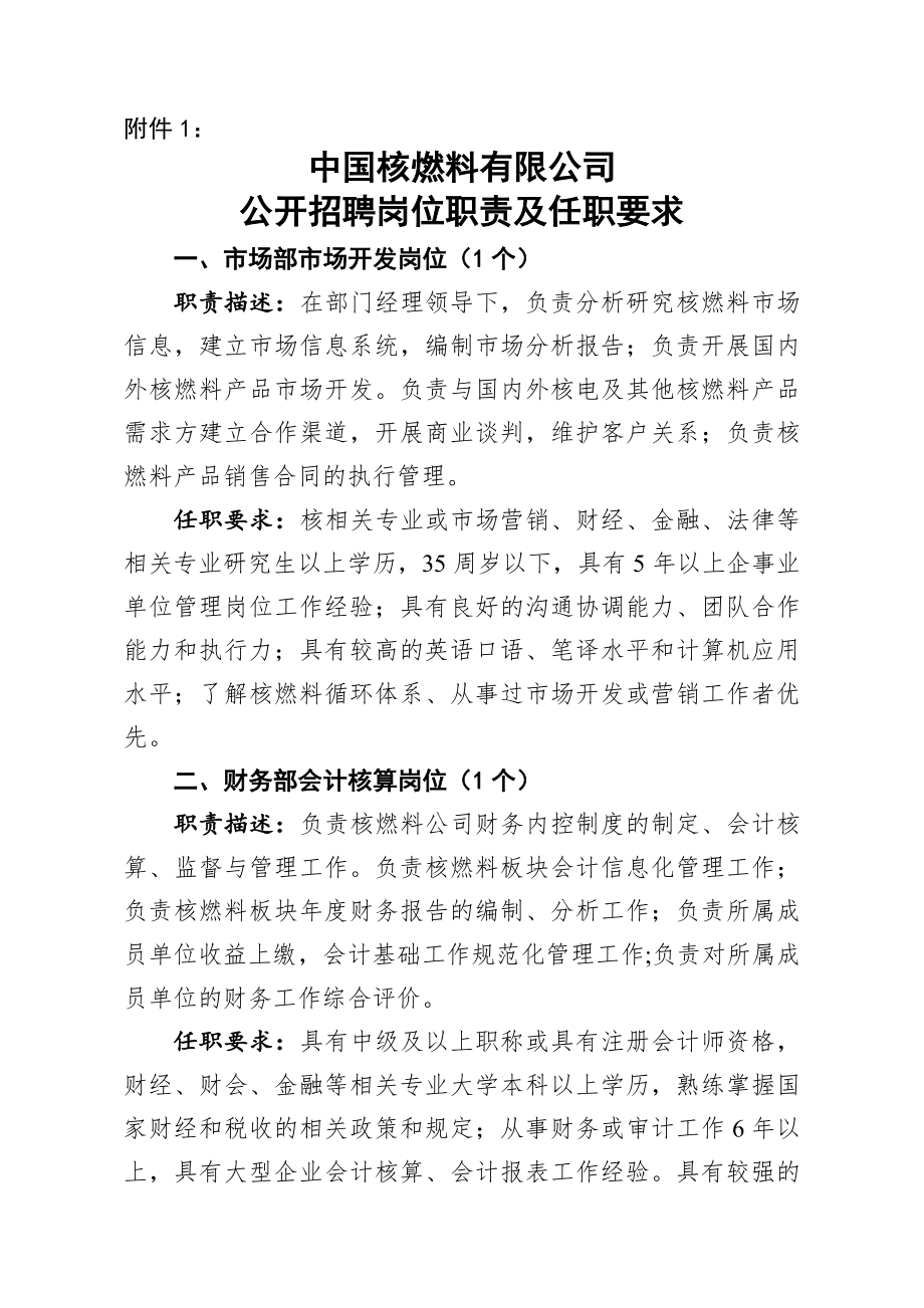 公开招聘岗位职责及任职要求doc.docx_第1页