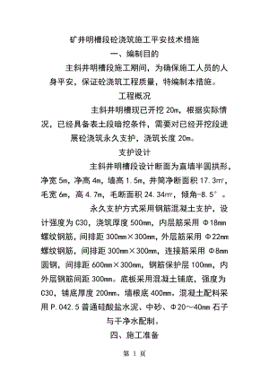 明槽段砼浇筑施工安全技术措施.doc