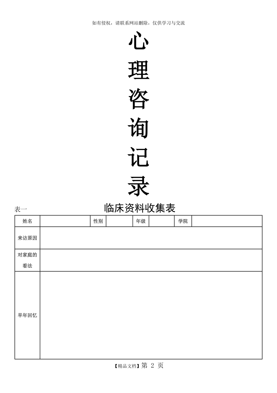 心理咨询记录表(自编模板).doc_第2页