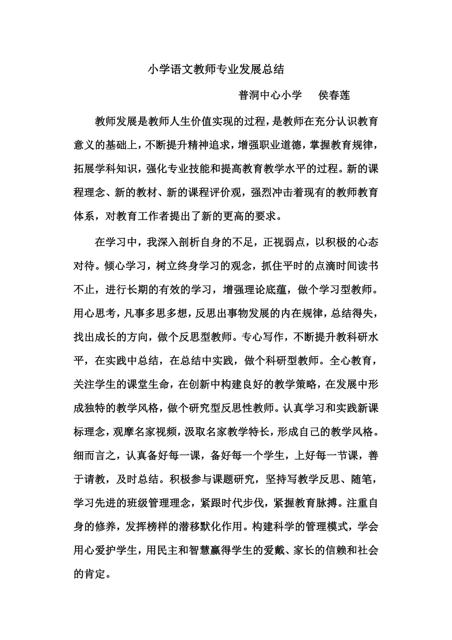 小学语文教师专业发展总结.doc_第1页