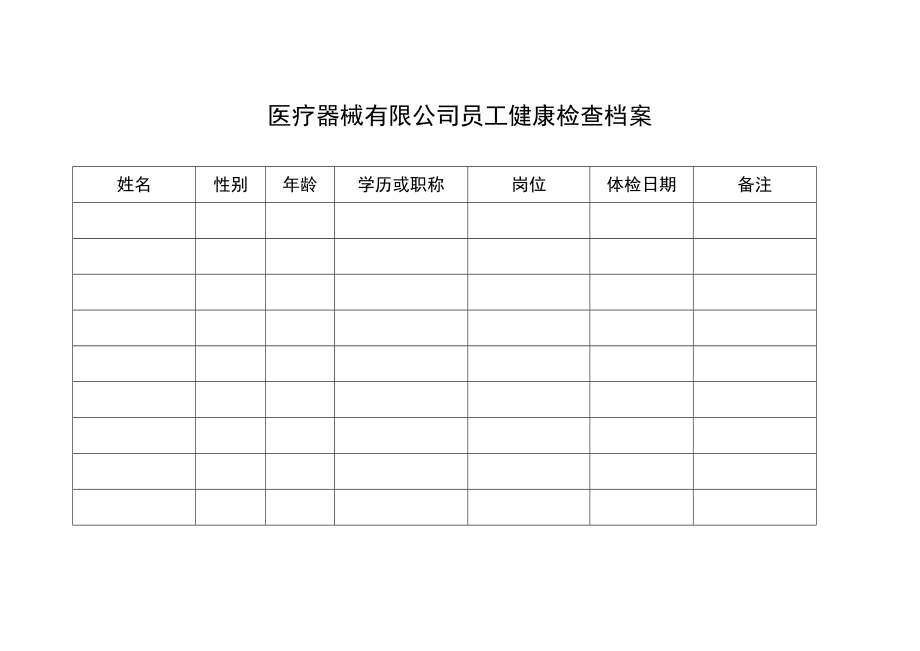 医疗器械有限公司员工健康检查档案.doc_第1页