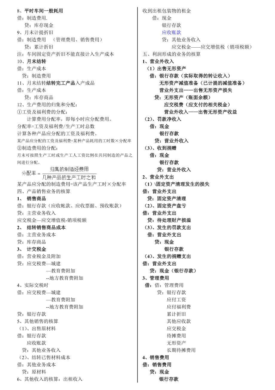 工业企业会计分录流程和主要会计科目及其对应账户.doc_第2页