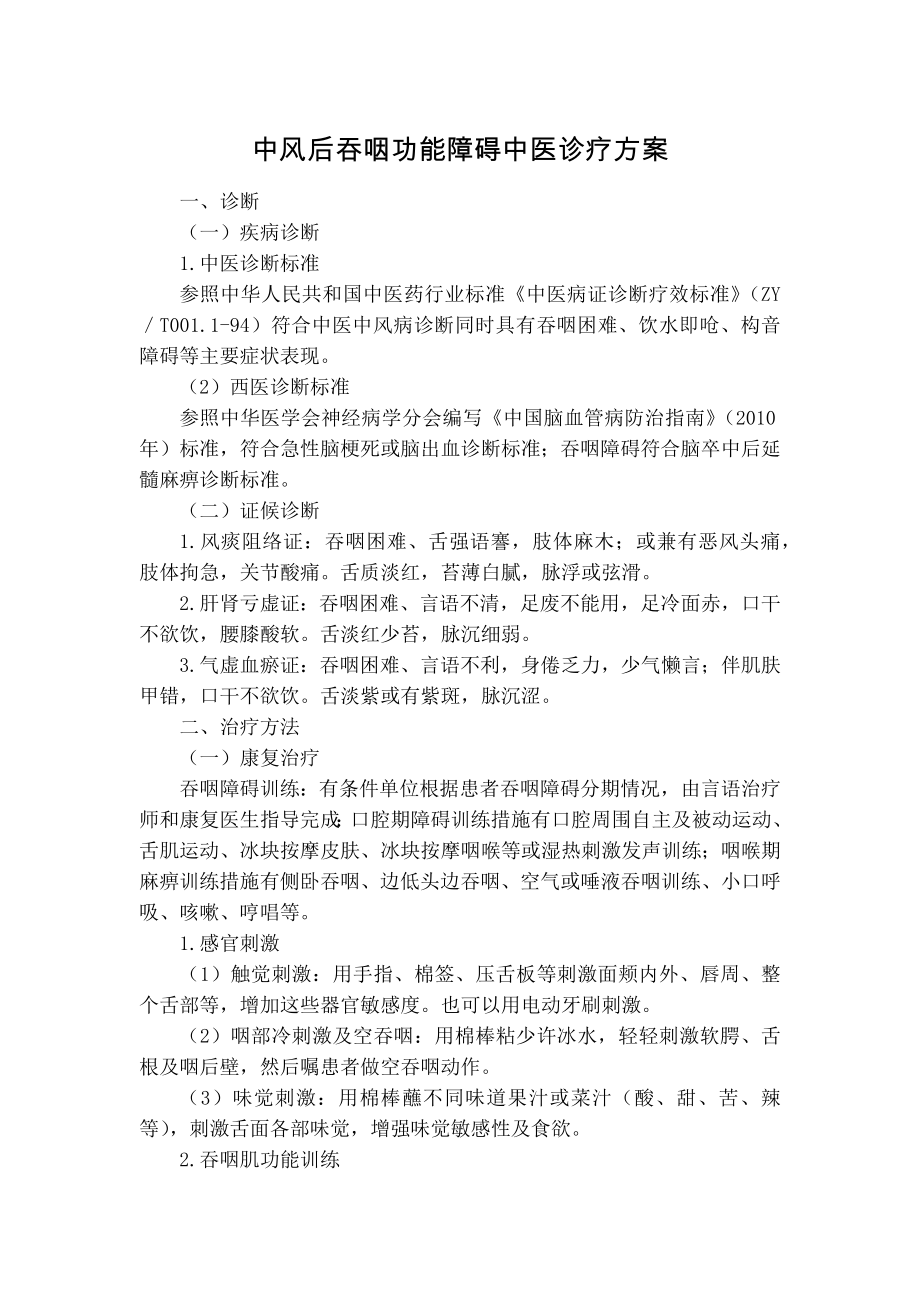 康复科中风后吞咽功能障碍中医诊疗方案.docx_第1页