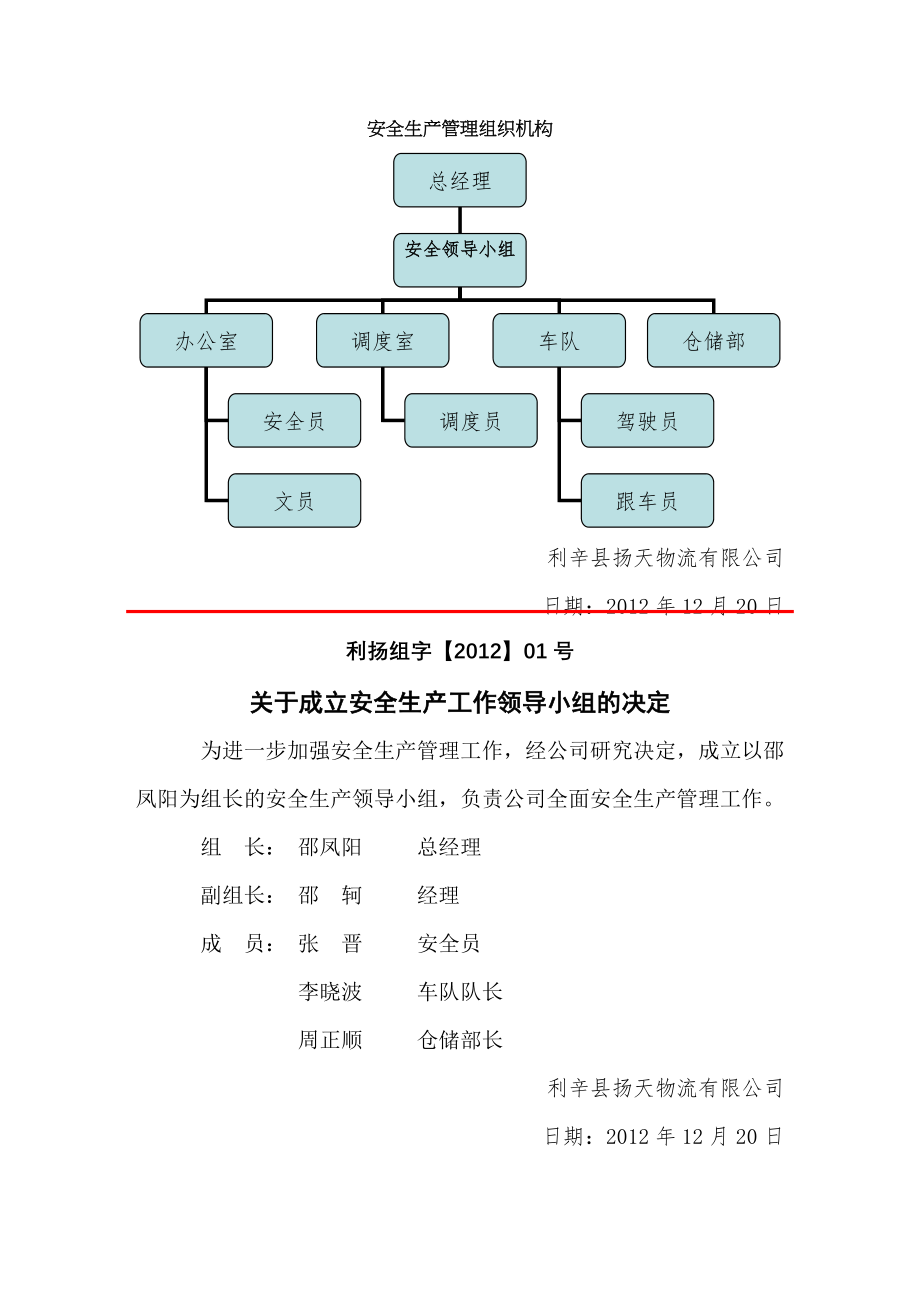 扬天物流有限公司安全生产管理制度文本.doc_第1页