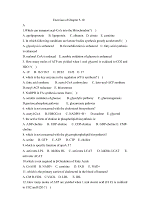 生物化学5-10章练习题英文版.doc