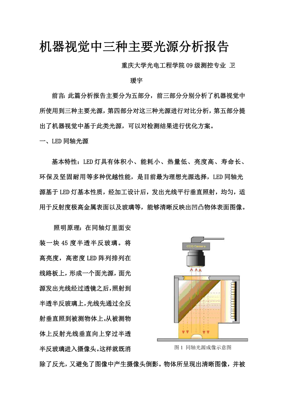 机器视觉中三种主要光源的分析报告.doc_第1页