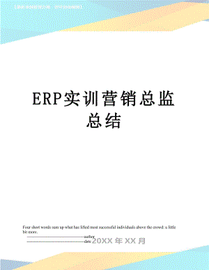 最新ERP实训营销总监总结.doc