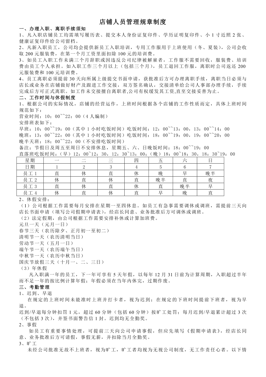 店铺人员入职制度奖罚制度.docx_第1页