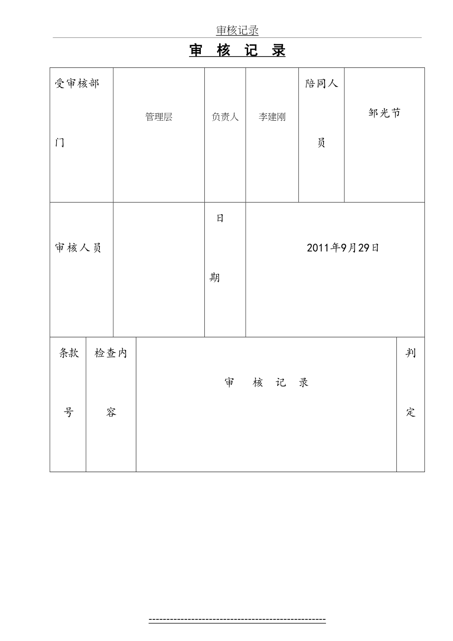 最新ISO9001-审核记录表----管理层记录.doc_第2页