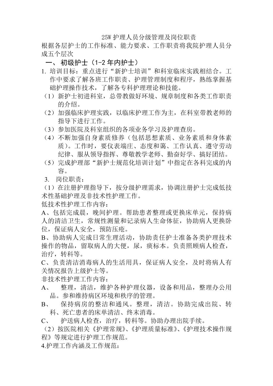 护理人员分级管理与岗位职责.docx_第1页