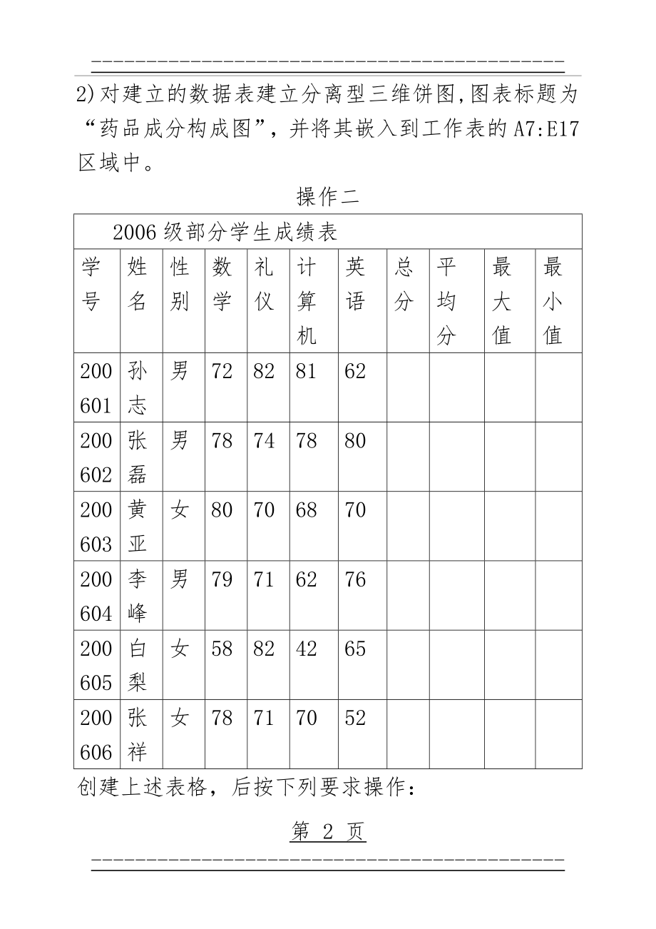 EXCEL操作练习题(2018年6月)(3页).doc_第2页