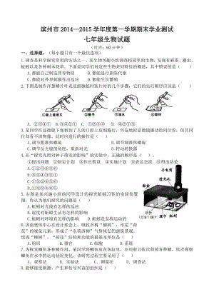 山东省滨州市2014--2015学年度第一学期期末学业测试七年级生物试题.doc