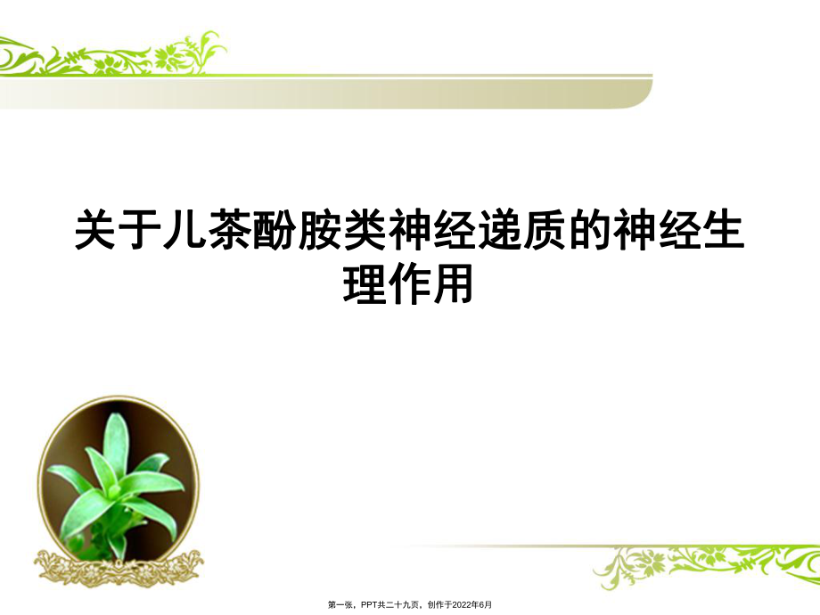 儿茶酚胺类神经递质神经生理作用.ppt_第1页