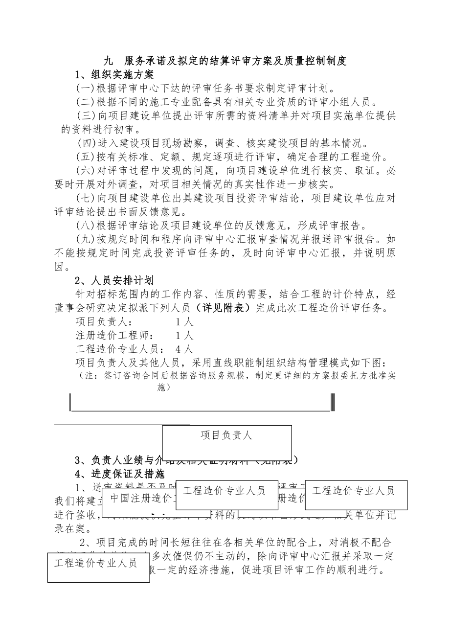 服务承诺及拟定的结算评审方案及质量控制制度.docx_第1页