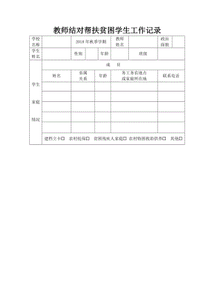 教师结对帮扶贫困学生工作记录.doc