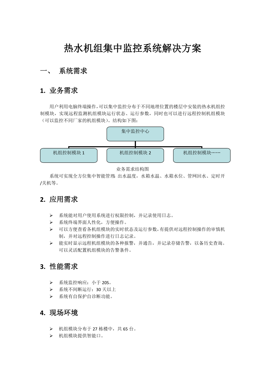 热水机组集中监控系统解决方案(100802).doc_第1页