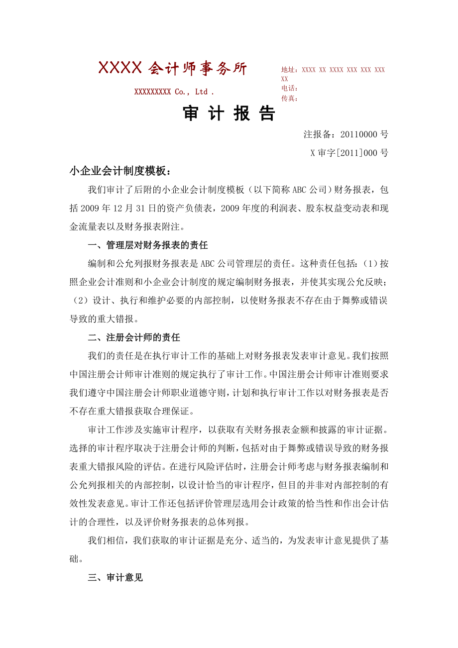 审计报告与附注小企业会计制度.doc_第1页