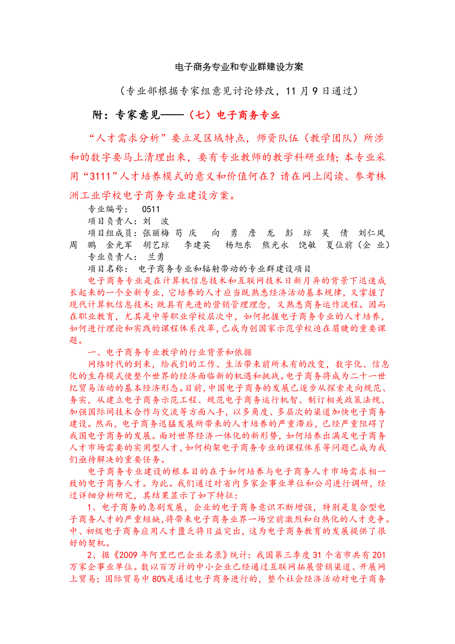 电子商务专业及专业群建设方案设计.doc_第1页